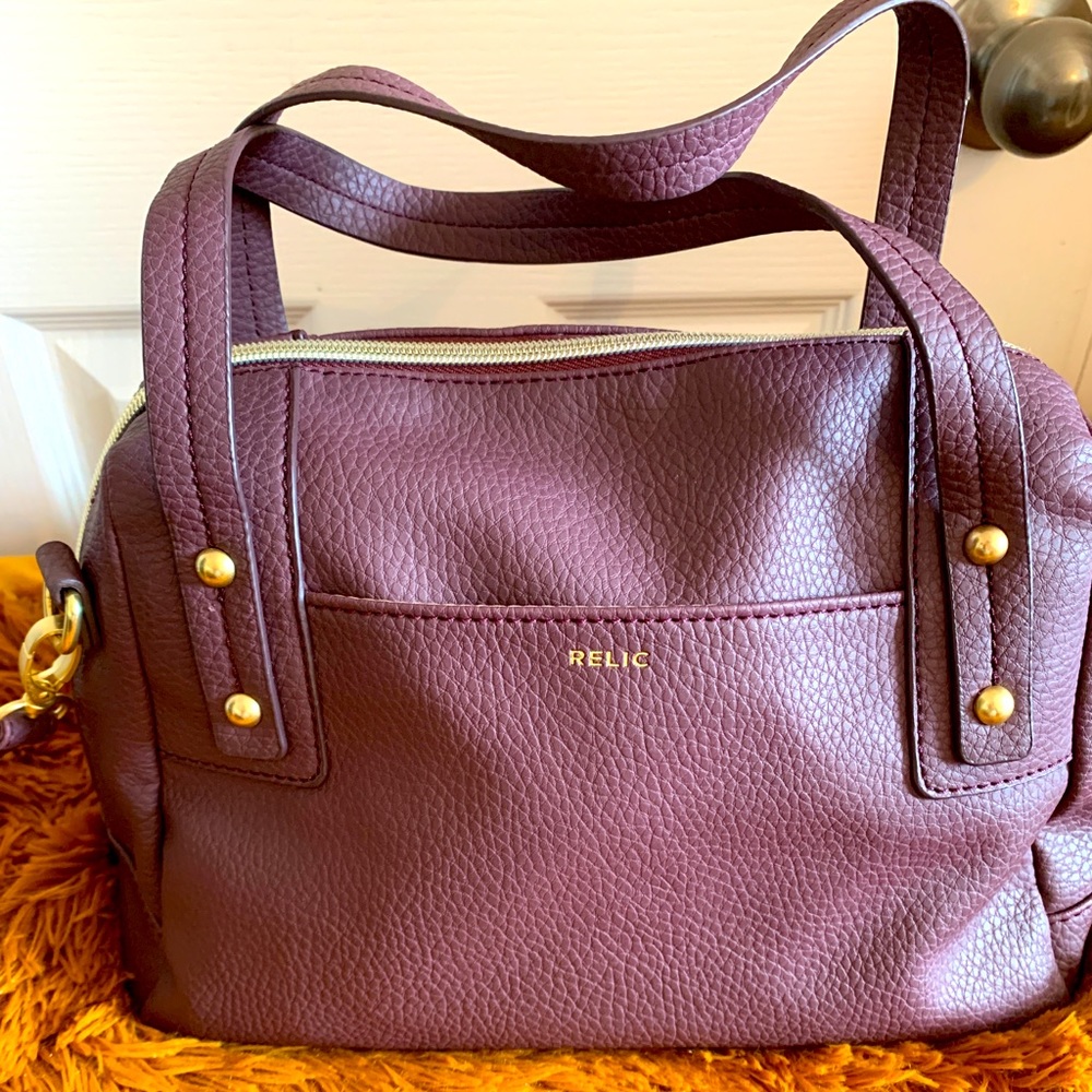 Relic Double Handle Dark Plum Satchel